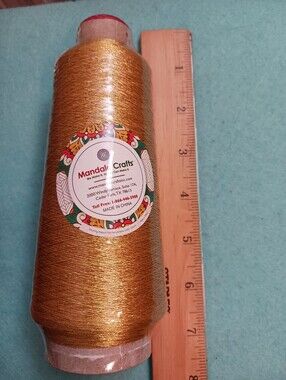 Mandala Crafts Serger Threads Cone Spool - Metallic Gold 150D/2 Polyester New